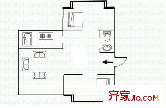 東盛花園 2室 戶型圖
