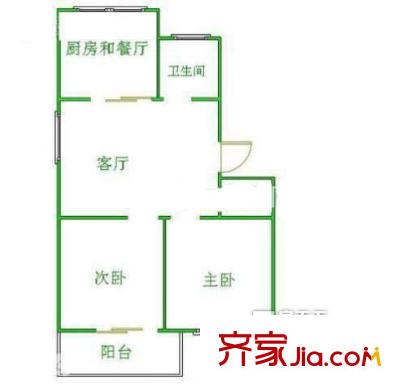 衛(wèi)生局單位宿舍 2室 戶型圖