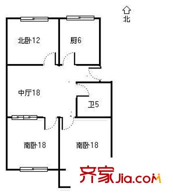 衛(wèi)生局單位宿舍 3室 戶型圖