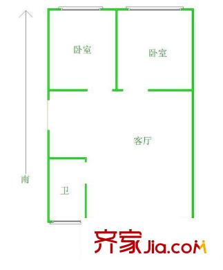 惠苑樓戶型圖2居室 2室1廳1衛(wèi)1廚