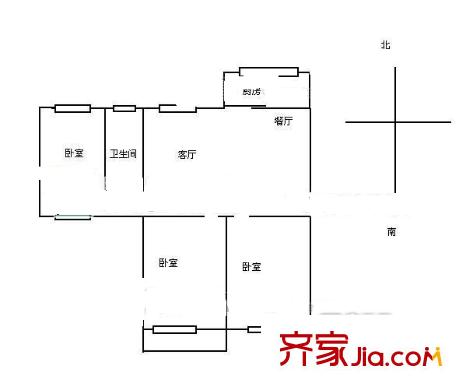 省政協(xié)宿舍 3室 戶型圖