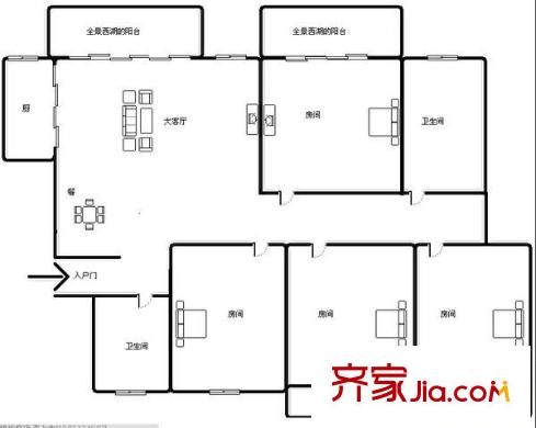 省建設(shè)廳建工建材單位宿舍 4室 戶型圖
