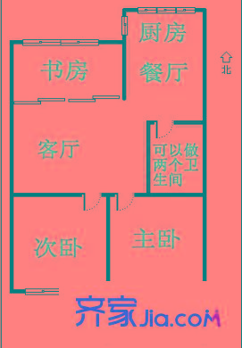 雙拋一里 3室 戶型圖