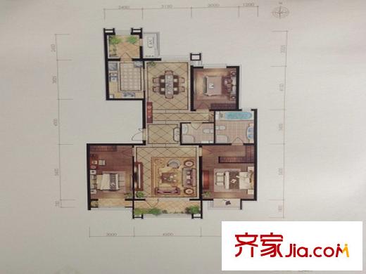 梧桐府2#樓標(biāo)準(zhǔn)層B戶型 3室2廳2衛(wèi)1廚