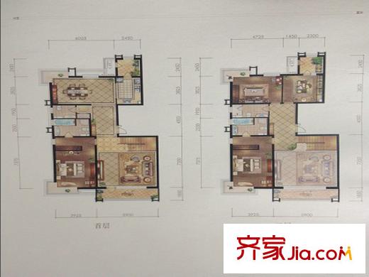 梧桐府5#樓復(fù)式躍層A戶型 4室4廳2衛(wèi)1廚
