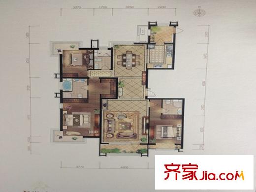 梧桐府5#樓標(biāo)準(zhǔn)層E戶型 3室2廳2衛(wèi)1廚