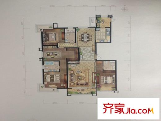 梧桐府4#樓標(biāo)準(zhǔn)層H戶型 4室3廳3衛(wèi)1廚