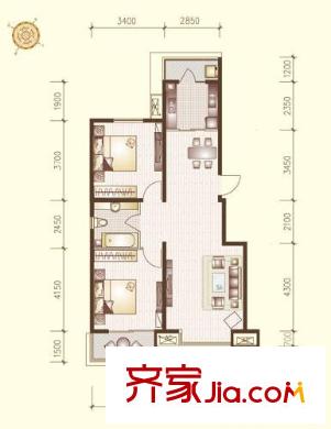 高第花園戶型圖L戶型 2室2廳1衛(wèi)1廚
