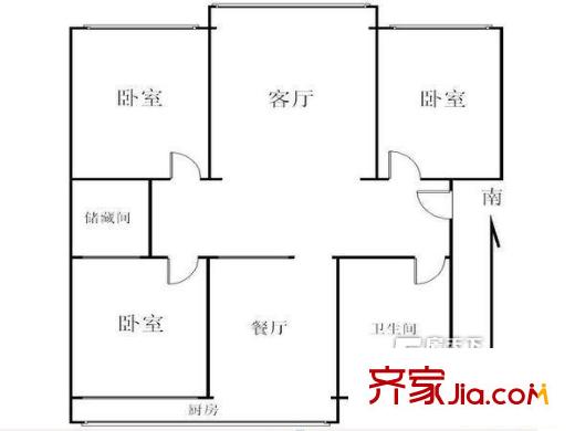 常泰里榮馨園戶型圖3居室 3室2廳1衛(wèi)1廚