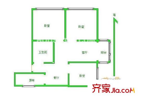 健康樓 3居室 戶型圖