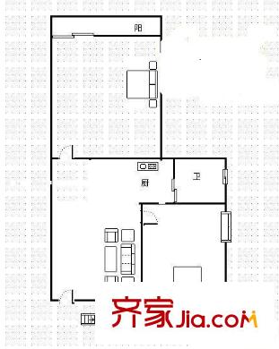 中選新村戶型圖211161 2室1廳1衛(wèi)1廚