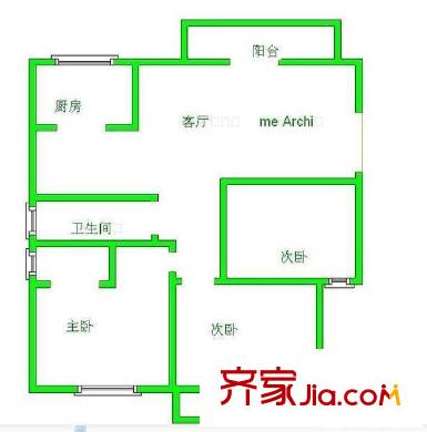 怡美嘉園 3室 戶型圖