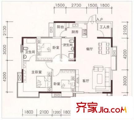 正祥萬升小區(qū)東區(qū)戶型圖萬升東區(qū) 4室 戶型圖 4室2廳2衛(wèi)1廚