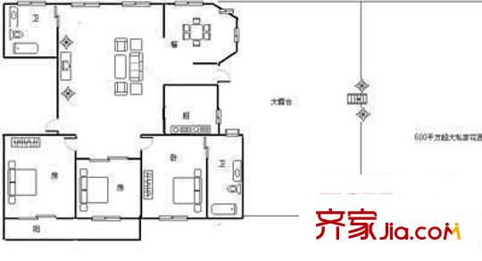 閩發(fā)綜合樓 3室 戶型圖