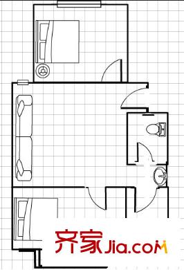 瑞馨公寓 2居 戶型圖