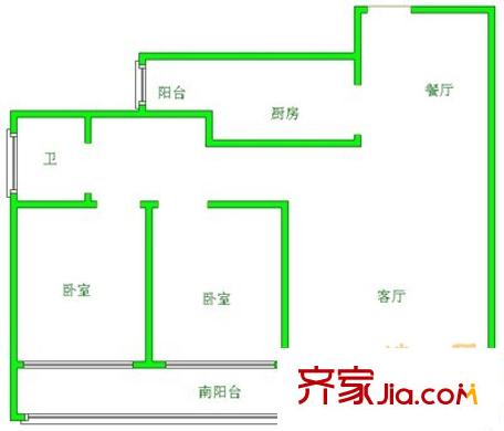 凱源花苑 2室 戶型圖