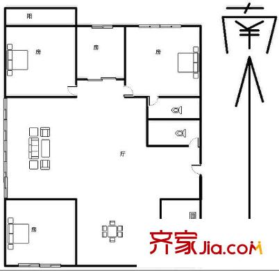 宏裕新村 3室 戶型圖