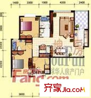 逸翠園戶型圖麗景新城 2室2廳1衛(wèi)1廚