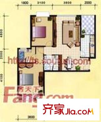 逸翠園戶型圖麗景新城1 2室1廳1衛(wèi)1廚