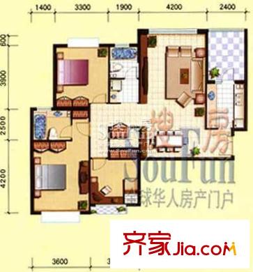 逸翠園戶型圖戶型圖 3室2廳2衛(wèi)1廚