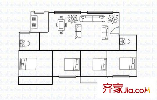 華富花園 4室 戶型圖