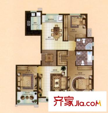 國際花園 3室 戶型圖