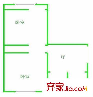 缸窯熱電樓 2室 戶型圖