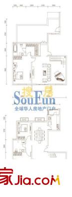 文苑鳳凰城戶型圖2號樓C4躍層 3室2廳