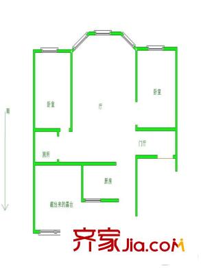 君安景苑戶型圖2室 2室2廳1衛(wèi)1廚