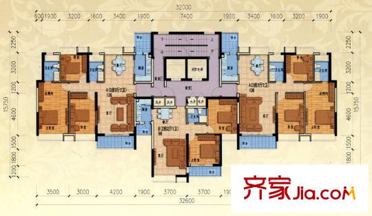 君安景苑戶(hù)型圖H戶(hù)型結(jié)構(gòu)圖 25F 3室2廳2衛(wèi)1廚