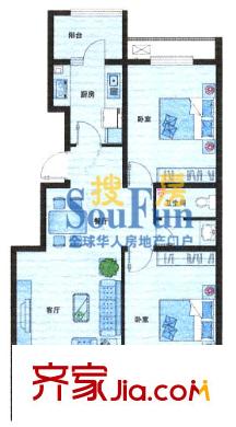 福興園戶型圖B戶型 2室2廳1衛(wèi)1廚