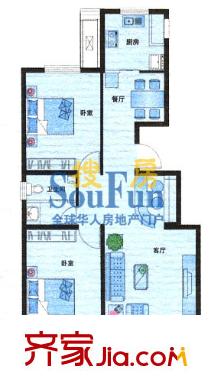福興園戶型圖A戶型 2室2廳1衛(wèi)1廚