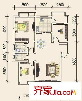 城南名苑 3室 戶型圖