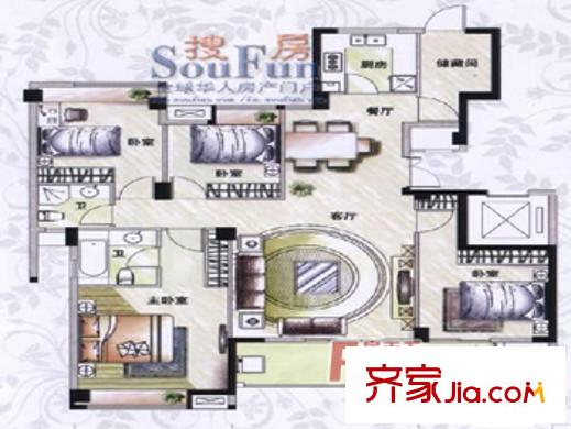 翠湖苑 3室戶型圖