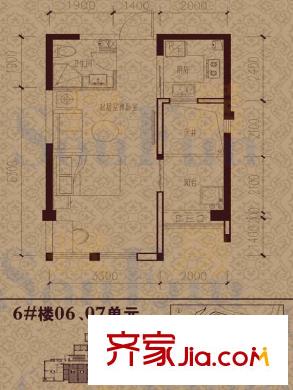 正祥水榭芳庭戶型圖6#樓05單元南向戶型 2室2廳1衛(wèi)