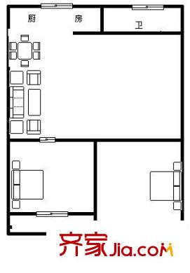 新園新村B區(qū) 2室 戶型圖