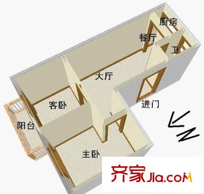 新園新村B區(qū) 2室 戶型圖