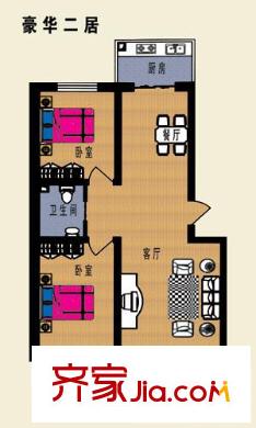 陽光小區(qū)戶型圖C戶型 2室2廳1衛(wèi)1廚