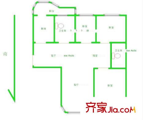 瑞德花園 3室 戶(hù)型圖