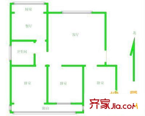 東方花苑 3室 戶型圖