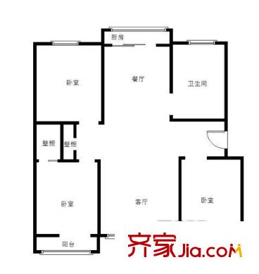 祥瑞里戶(hù)型圖3居室 3室2廳1衛(wèi)1廚