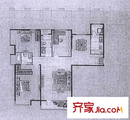 裕祥園戶型圖4#5#樓1-18層C6戶型 3室2廳2衛(wèi)1廚