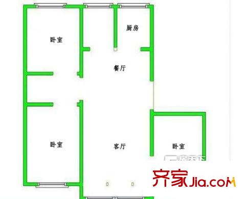 金色華爾茲戶型圖3居室 3室2廳1衛(wèi)1廚