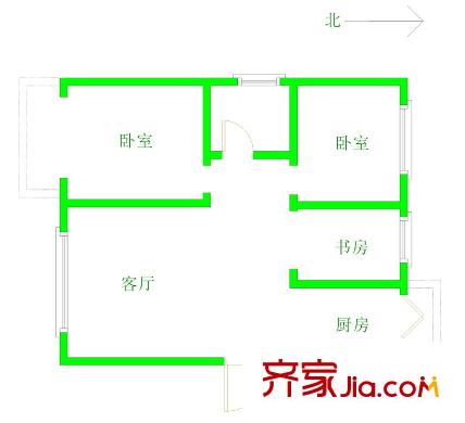 天元花園三期戶型圖天元三期三層 2室2廳1衛(wèi)1廚