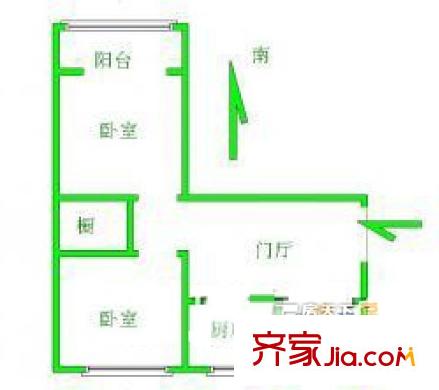 機(jī)場(chǎng)路北樓 2居室 戶型圖