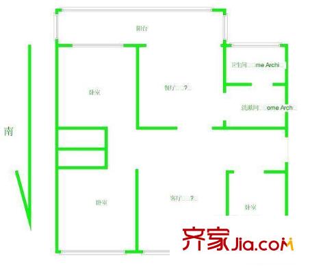 機(jī)場(chǎng)路南樓 3居室 戶(hù)型圖