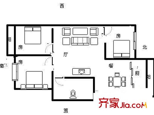 連福新村 3室 戶型圖