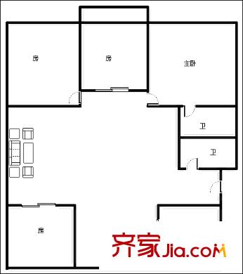 康城一期 4室 戶型圖