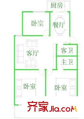 五一新村 3室 戶型圖