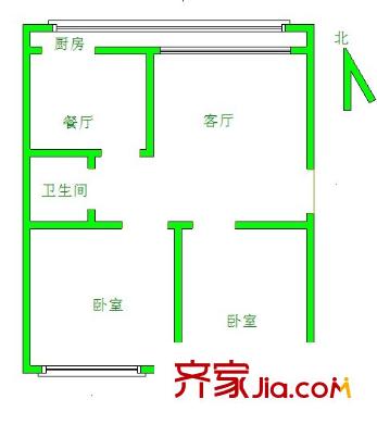 鳳凰北園戶(hù)型圖2居室 2室2廳1衛(wèi)1廚